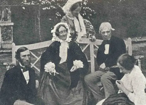 Michael and Louisa Faraday sitting with John Tyndall, Harriet Moore and her sister.