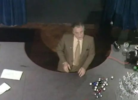 George Porter at the Ri theatre desk, from above