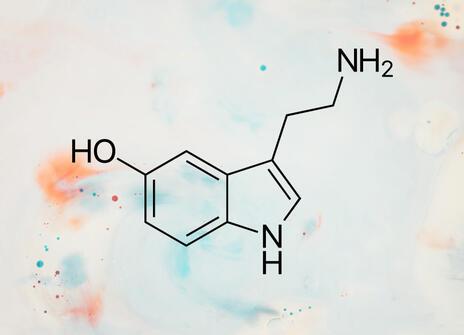 Diagram of a serotonin molecule