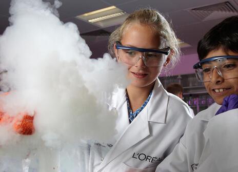 Students getting stuck in to experimental science in the L'Oreal Young Scientist Centre