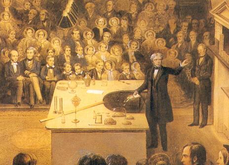 painting of Faraday in the Ri lecture theatre